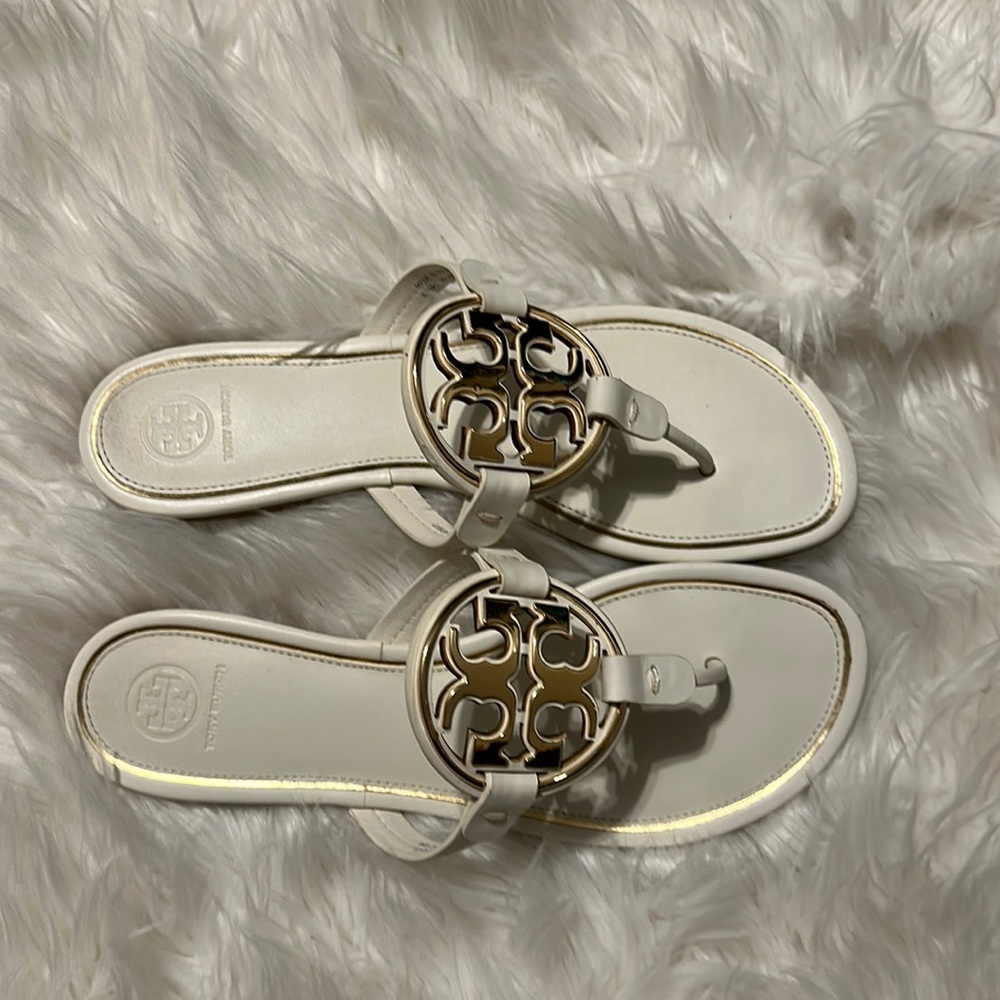 White Tory, Burch sandals in great condition